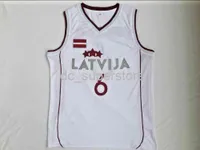 Kristaps Porzingis # 6 Латвия Латвиясская команда Баскетбол сшитые Джерси Кадительские мужчины Женщины Молодежный баскетбол Джерси XS-6XL