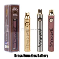 Brass Knuckles Battery 650mAh Good 900mAh Wood SS Vape Pen Preheat VV Variable Voltage Usb Charger Battery For 510 Thick Oil Cartr487p