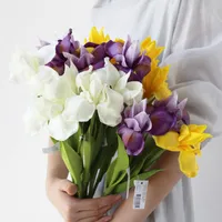 Pu Feel Simulation Orchid Iris Flower Flower Home Wedding Room Decoration زهور زهور زخرفية الزخرفة أكاليل الزخرفة