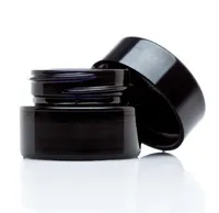 UV-Schutz Full Black 5ml Glascreme Gläser Flasche Wachs DAB Trockenkräuterkombination Container Großhandel