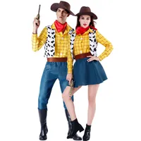 Tema Kostüm Cadılar Bayramı Karnaval Parti Çiftler Woody Jessie Trish Cosplay Kostüm Kadınlar Ve Erkekler Rol Oynamak Kovboy Fantezi Elbise Kostüm Suit