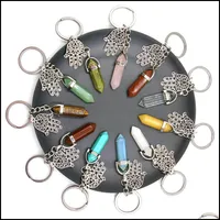 Sleutelhangers Mode Accessoires Klassieke Design Crystal Agate Hexagon Fatima Hand Charm Sleutelhanger Decorate Sleutelhanger Ring voor Paren Gift Drop