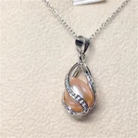 DMSFP001 Pearl Jewelry Sets Silver 925 Biżuteria 8-9mm Czeski Styl Czarny / Biały / Pink / Fioletowy Perłowy Zestaw Dla Kobiet 1153 Q2