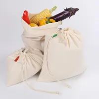 Hanging Baskets Storage Bag Reusable Cotton Drawstring Fruit Vegetable Rice Bread Seeds Spices Nut Milk Organizer Pouch Shopping