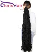 36 tums rörig boho nu mjuka locs curly crochet flätande syntetiska hårförlängningar naturlig gudinna faux loc afro dread flätor för svarta kvinnor
