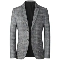 2021 primavera outono homens s blazers britânicos impresso casamento negócio casual terno jaqueta formal xadrez blazer macho