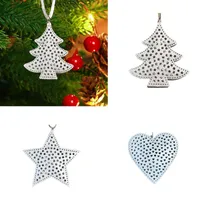 Decorações de Natal ano presente decoração pingente coração metal recorte ornamentos alegres t ree