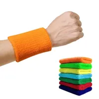 2021 Högkvalitativa Mens Womens Unisex Wrist Support Färgad bomull Svettabsorberande Sporthandduk Handduk Vakt Basket Badminton Varm Armband Pure Colors