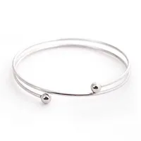 Mode roestvrijstalen dubbele gelaagde armbanden armbanden rond met afneembare bal eind cap sieraden geschenken 24 cm lange 1 pc Q0719