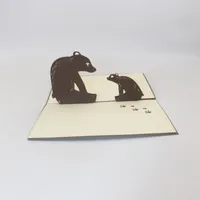 3D Handmade Cartoon Comic Sitting Father Son Bear Paper Blessing Greeting Card PostCard Student Kids Birthday Party Friend Gift Y0224