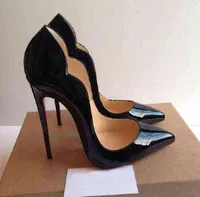 2022-Hauts Pour Femmes، Chaussures Styliste، En Cuir Noir، Rouge Brillant، Talons Fins de 12cm، Bout