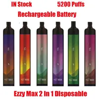 EZZY Max Anahtarı 2in1 Tek Kullanımlık Vape E Sigara Cihazı İkili Kiti Şarj Edilebilir 400 mAh Pil ile 15 ml Tercih Pod 5200 Puffs Vapes Sopa Kalem Geek Bar Bang XXL