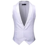 Weiße Männer Weste Anzug Single Tuch Halskette Weste Kleid Hochzeit Sänger Bühnen Männer J0528