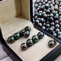 New 12-13mm AAA Round Akoya Natural Seawater Tahiti Pearl Oyster Black Color For DIY Bracelet Necklace Ring Holiday Gift