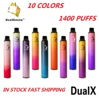 100% Dual X Descartável 2in1 E Cigarros Kit 1400 Puffs 900mAh Bateria Prefalcada 6ml Pod Stick Vape Vape Vape Vape VS Bar Plus Max 2 em 1 2021