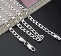 925 plata esterlina plateada 4 mm 16-24 pulgadas collar de cadena moda collares de hip hop para hombres mujeres al por mayor