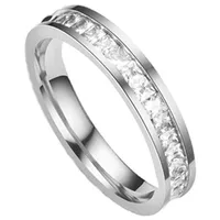 Стерлинговые серебряные ювелирные изделия полумесячные свадебные кольца кольцо принцесса Zircon 18k белые позолоченные женщины кольца годовщины подарок