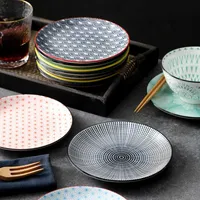 6/7 pouce céramica japonais os crachage assiette en céramique vaisselle en céramique dim sum assiettes dîner en porcelaine 1 pc