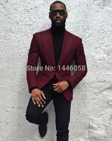 Mäns kostymer Blazers 2021 Terno Masculino Custom Made Peaked Lapel Bröllop för män Slim Fit Burgundy Groom Suit Mens Tuxedo Man Blazer
