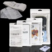 Paquetes 12 * 21 cm 13.5 * 24cm Borrar con cremallera Blanco Casos de telefonía móvil Casos OPP Packaging PVC Bag para Funda iPhone 12 13 11 4.7 5.5 6.1 Paquete de venta al por menor de plástico Poly
