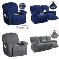 Suede Recliner Sofa Cover All-Inclusive Massage Deck Lazy Boy Chair S Lounge Enkel Sitt Soffa Slipcover Fåtölj 220224