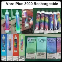 Voro Plus Rechargeable Disposable Vape Pen E Cigarette Device with RGB Light 650mAh Battery 4.8ml Cartridges Prefill 3300 Puffs VS AIR BAR DIAMOND bang flow