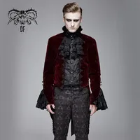 Мужские костюмы Blazers Дьявол мода Готический ретро кружевной воротник Swallowtail Jackets викторианский великолепный банкетный платье выпускного вечера