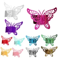 Servettringar 50st Laser Cut Hollow Butterfly Hållare El Bröllop Inbjudningar Party Table Paper Decoration Tillbehör