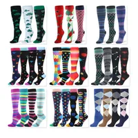 Erkekler Çoraplar 40 Renk Sıkıştırma Erkekler ve Kadınlar Için Tüp Basınçlı Spor Renkli Nokta Çizgili Elmas Kafatası Kamuflaj Gökkuşağı Eğlenceli