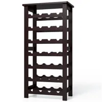 7 Tier Free Standing Wine Storage Rack Display Shelves 28 Bottles Capacity Storage Standing Table, Wobble Free For Home Kitchen