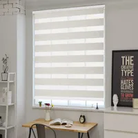 Very Simple Zebra Day Night Control Grey White Modern Dual Roller Blinds Custom Size for Windows Curtains Kitchen Office
