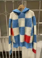 Xiaozhongchao 브랜드 2021 가을 겨울 새로운 느슨한 게으른 스타일 색상 일치 체스 판 후드 롱 슬리브 여성 스웨터