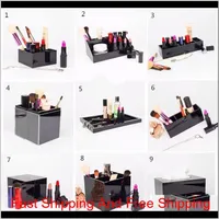Badrum Organisation Klassisk Akryl Kosmetisk hållare Skrivbordspegel Makeup Tools Lipstick Smycken Förvaring Bricka Vävnad för bröllop Box ZnLHz