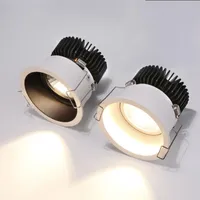 Downlights Anti-guare Downlight Round LED LED LIDE 7W 12W 24W Dimmabile 110 V 220 V 38 ° Lampada del soffitto White White for Living Room Lighting