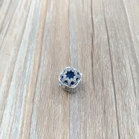925 Sterling Silver Beads Charm En Plata De Ley Con Abstracto Azul Charms Fits European Pandora Style Jewelry Bracelets & Necklace 796360NSB AnnaJewel