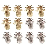 Servettringar 12st ananas Ringmetallpläteringsstativ för julbröllops semesterfest bordsdekoration