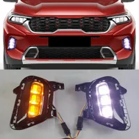 1Set Auto Lighting Car Daytime Running Light Fog Light Lampe LEL DRL mit gelbe Blinker für Kia Sonet 2020 2021