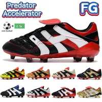 2022 Fashion Soccer Shoes Predator Accelerador Eletricidade FG Botas Preto Branco Gold Obsidian Volt Red Men Futebol Cleats Designer Sneakers