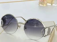 Bonito diseño lujoso moda pequeñas gafas de sol redondas mujeres noble temperamento gafas C diamante marco degradado lente 2094