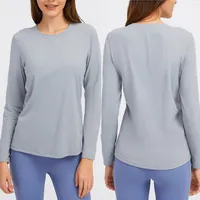 긴팔 여성 셔츠 요가 스포츠 탑 피트니스 착용 레이디 체육관 솔리드 컬러 라운드 넥크 체육관 Femme Jersey 러닝 T 셔츠 L-046