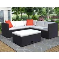 TOPMAX 4-piece-kussens buiten patio PE Rattan Meubels Set Sectional Garden Sofa US Stock A29 A48300M