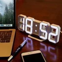 노르딕 홈 거실 장식 3D 대형 LED 디지털 벽 시계 날짜 시간 전자 디스플레이 테이블 알람 시계 벽 홈 장식