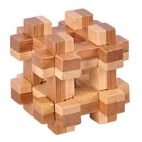 2021 IQ Brain Teaser Kong Ming Lock 3D Wooden Interlocking Burr Puzzles Game Toy For Adults Kids