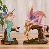 Decorative Objects & Figurines Creative Cute Girls Resin Elf Angel Ornaments Home Furnishing Decoration Crafts Bar Office Desk Fairy Statue