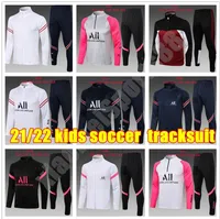 2021 2022 Kit Kit Kit jovens meninos de mangas compridas jaqueta de futebol psgs uniformes tracksuits 21 22 trem casaco de futebol treinamento terno