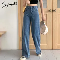 Syiwidii Baggy High Waisted Jeans For Women Vintage Plus Size Straight Trousers Denim Pants Clothes Fashion Mom Bottom Blue 210517