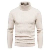 縞模様のタツルネックメンズセーター秋冬ニットセーター男性カジュアルスリムリブ裾ブランド最高特大の暖かいプルオーバー210524