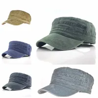 단색 컬러 남성용 군대 모자 군사 조절 가능한 평면 모자 고전 스타일의 자외선 차단제 일요일 모자 캐주얼 모자