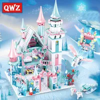 QWZ 1314PCS Snow World Series Magical Ice Castle Set Girls Building Blocks Cegły Zabawki Girl Friend for Christmas Gifts Y0808