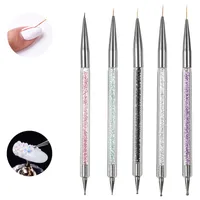 5pcs / ensemble Nail Dotting Pen Uv Gel Paindre en acrylique Handle Rigiane Crystal 2 voies Brouss Brush Salon Decoration Manucure Tools Kit